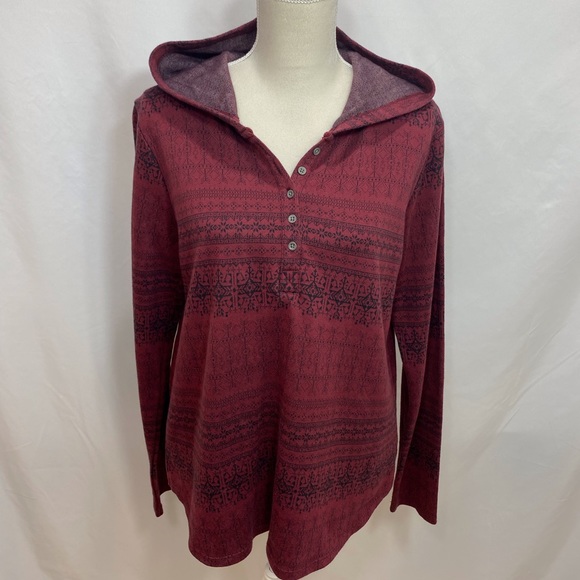 North River Sweaters - North River Outfitters Currant Red Herringbone Hooded Henley